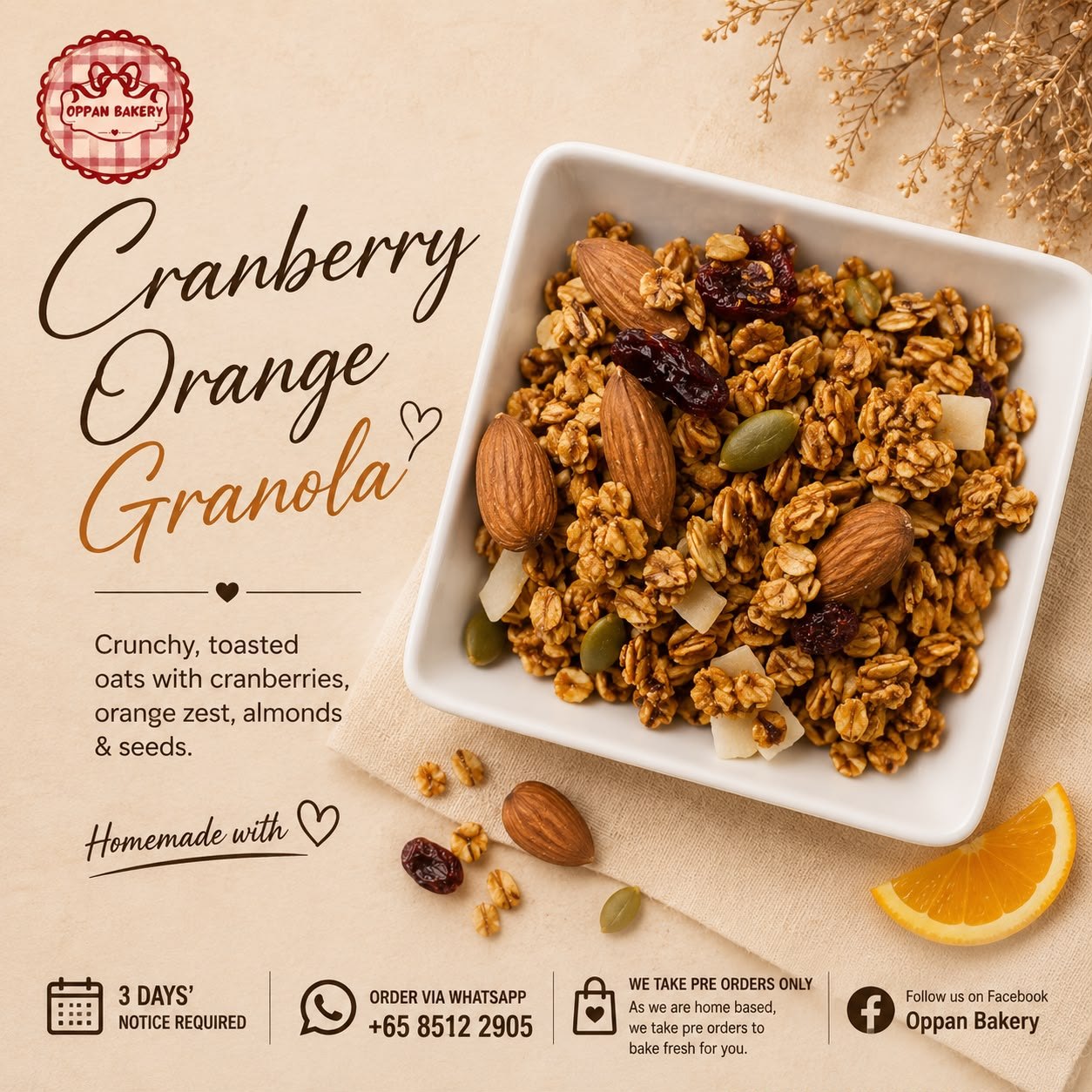 Oppan Cranberry Orange Granola promotional poster