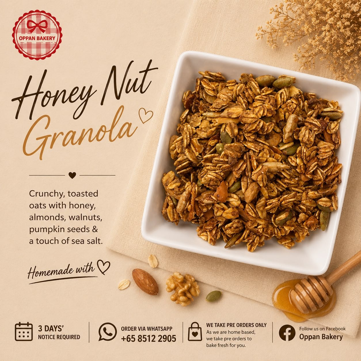 Oppan Honey Nut Granola promotional poster